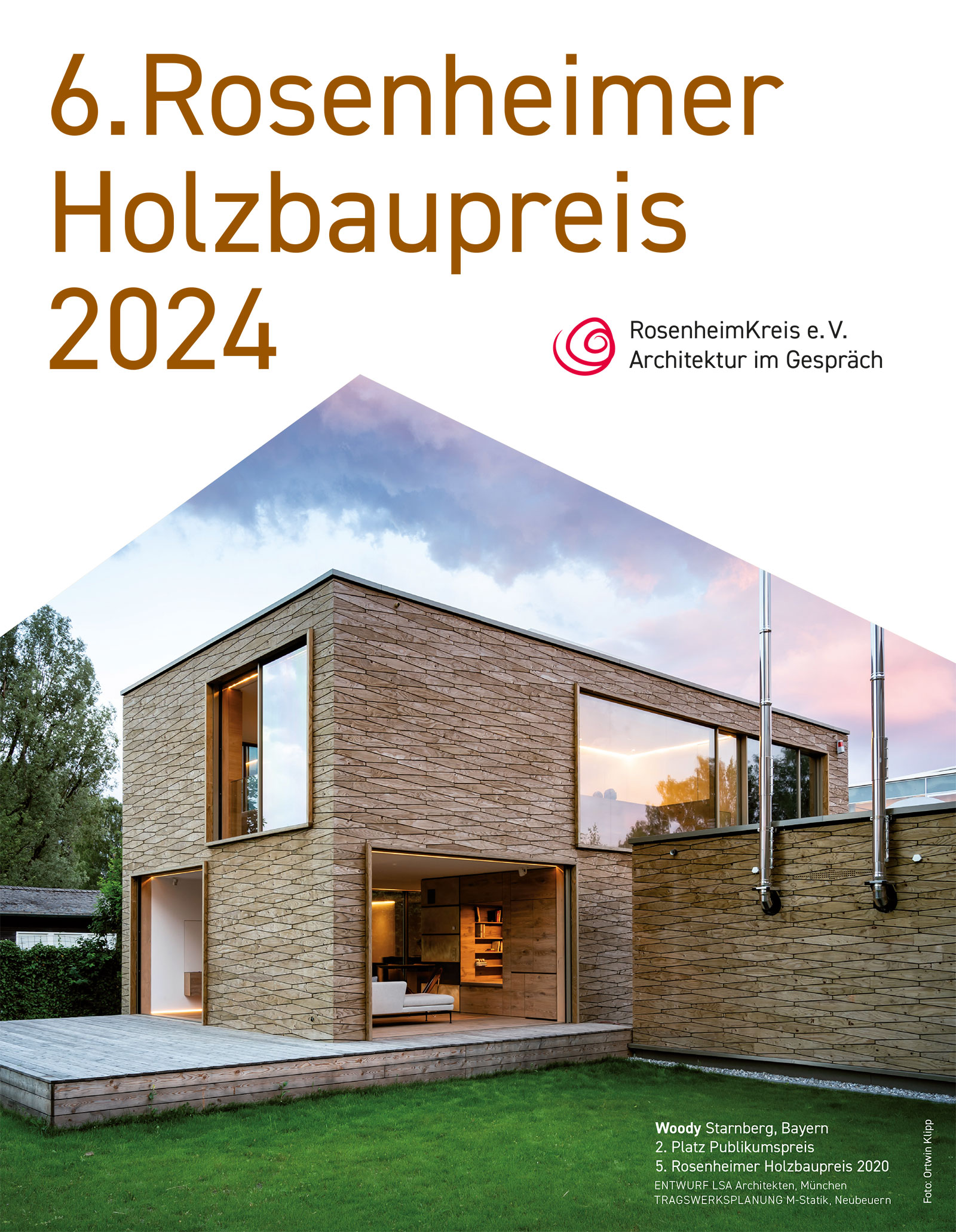 Titel der Auslobung zum 6. Rosenheimer Holzbaupreis 2024